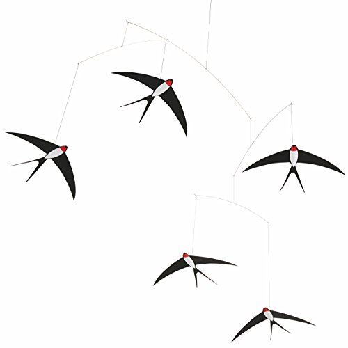 Flensted Mobiles Flensted Flying Swallows 5 Mobile, Acciaio, Multicolore, 53 x 70 cm