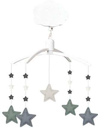 Trousselier Giostrina musicale con stelle, tessuto in lino musicale, stile classico, chic, ideale come regalo di nascita, facile da installare, colore: Blu