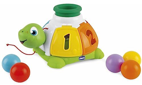 Chicco Gioco Tartaruga Incastra e Tira, Gioco Elettronico Trainabile con 5 Palline da Incastrare, Funziona con 3 Batterie AA Non Incluse, 12-36 Mesi, Multicolore