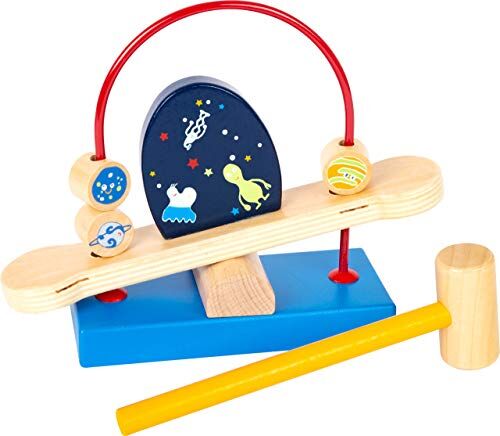 Small Foot - Gioco del martelletto Space, in Legno, con Pianeti orbitanti Giocattoli, Multicolore,