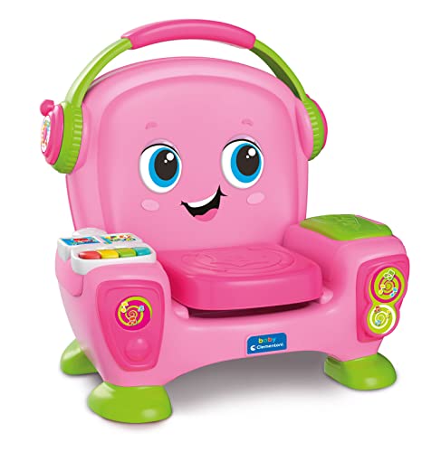 Clementoni Canta Suona E Balla Pink-Poltroncina Bambini Interattiva E Multiattività, Educativo Parlante in Italiano, Giocattolo 1 Anno-Made in Italy, Multicolore,