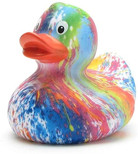 Duckshop , paperella da bagno Rainbow I paperella L 9 cm con portachiavi a forma di paperella da bagno nel set