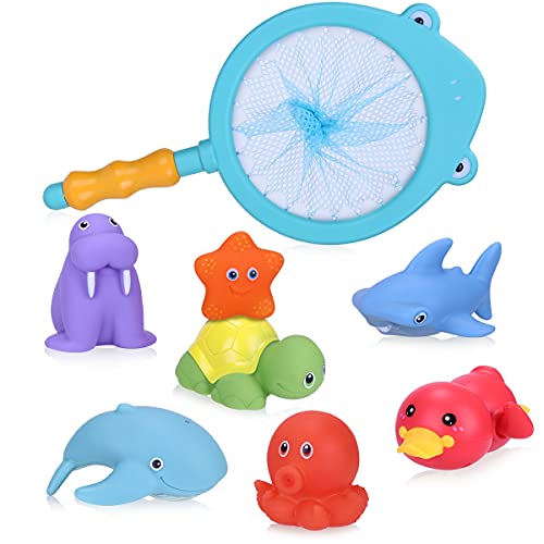 Vacoulery Giocattoli da Bagnetto per Bambini, Giocattoli da Piscina per Vasca Set Animali Galleggianti Giocattoli da Pesca Educativi per il Gioco Dell'acqua per Bambini Bambino Ragazze dei Neonati（8 pezzi）