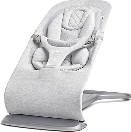 Ergobaby Sdraietta 3-in-1 Evolve, sdraietta ergonomica per neonati dalla nascita fino ai più piccoli, altalena con inserto per neonati (2,5 kg 13,2 kg), Light Grey