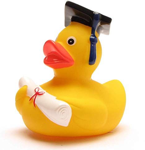 Duckshop Simpatica Papera di Gomma Accademica con Diploma Papera Cigolante con Sparviere Regalo per Esami Cerimonia di Laurea College Universitario (Giallo 1 Confezione)