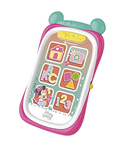 Clementoni Disney Baby Minnie Telefono Giocattolo Bambini 9 Mesi, Primo Smartphone, Gioco Elettronico Educativo (Versione in Italiano), Multicolore,