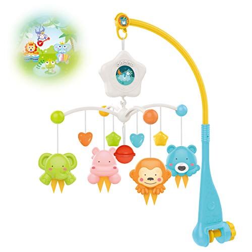 KOESMG Culla mobile con Projrctor e musica rilassante, appendere gli animali rotanti sonagli Nursery regalo giocattolo per neonati 0-24 mesi Ragazzi e ragazze sonno (blu)