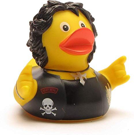 Duckshop Heavy Metal Paperelle di gomma   Anatra di gomma   Paperella da Bagno      Rubber Duck   Gioco per il bagnetto   L: 8 cm