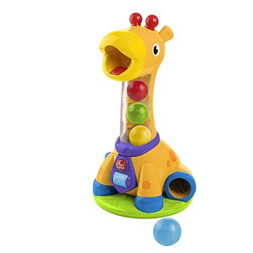 Bright Starts , Spin & Giggle Giraffe, giraffa Balla Popper, Giocattolo di attività musicale con luci e suoni, 5 palline, sviluppo precoce con colori e numeri, bambino dai 12 mesi+