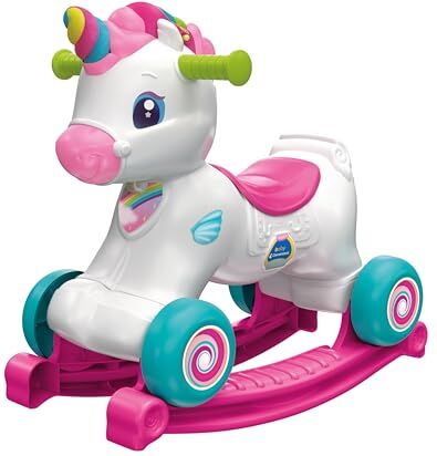 Clementoni Nuvola Dolce Unicorno Ride On Educativo, Parlante in Italiano E Inglese, 3 Giochi in 1 (Cavalcabile, Centro attività, Dondolo), Primi Passi, Giocattolo 1 Anno, Made in Italy