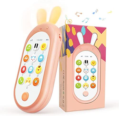 Richgv Telefono Giocattolo per neonato, cellulare giocattolo per bambini. Baby Smart Phone, Giocattoli elettronici per l'apprendimento, Musica, Numeri, Animali.dormire. Regalo per Neonato 6 Mesi +