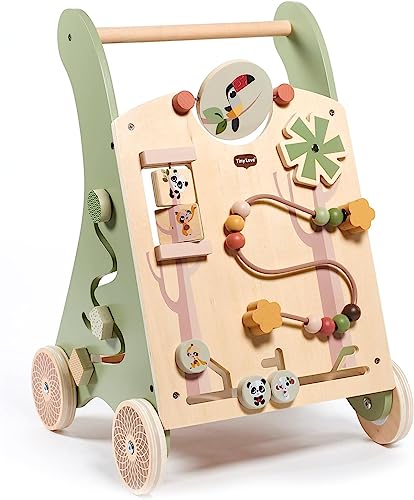 Tiny Love Walk Behind Carrello Primi Passi in Legno e Centro Attività Montessori, 12 Giochi Interattivi, Supporta Capacità Motorie e Sviluppo, Ruote Gommate Antiscivolo, 18+ Mesi, Boho Chic