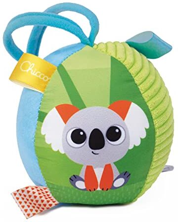 Chicco Palla Soft in Tessuto Morbido, Morbida Pallina in Diversi Tessuti, con Trillino, etichette colorare, Attività Manuali, Giochi Bambini, 0 Mesi+