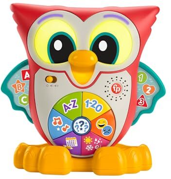 Fisher Price Parlamici Baby Gufo Luminoso Impara con Me, Edizione Inglese , Giocattolo Interattivo Musicale con Luci e Movimenti per l'apprendimento, Giocattolo per Bambini, 18+ mesi,