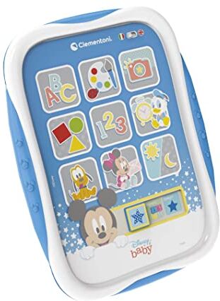 Clementoni Disney Baby Mickey Giocattolo, Topolino, Gioco elettronico parlante in Italiano, Primo Tablet Bambini 9 Mesi, Multicolore,