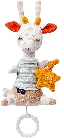 Fehn 053043 Giraffa di peluche con mini carillon e ricamo "Glow-in-the-dark" fosforescente, melodia in lingua tedesca "Schlaf Kindlein Schlaf", per bambini da 0 mesi, dimensioni 19 cm