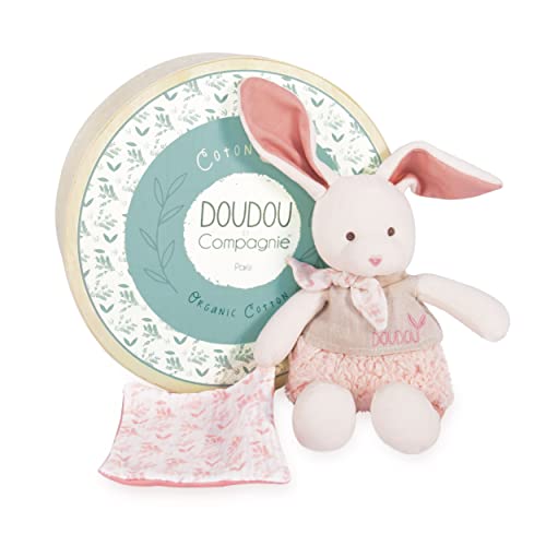 Doudou et Compagnie Doudou Coniglio Doudou Bio Rosa 22 cm Doudou Botanic Bio