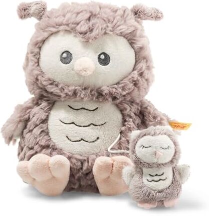 Steiff Carillon con gufo ollie, simpatico peluche per ragazzi, ragazze e bambini a partire da 0 mesi, Soft Cuddly Friends, 21 cm, beige,