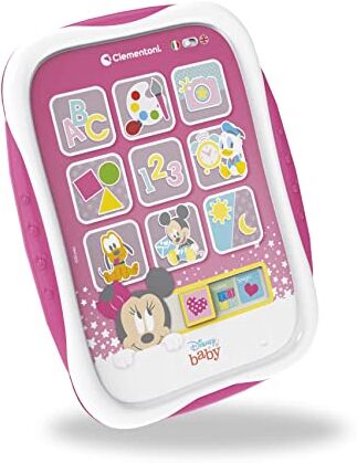 Clementoni Disney Baby Minnie Giocattolo, topolina, Gioco elettronico parlante in Italiano, Primo Tablet Bambini 9 Mesi, Multicolore,