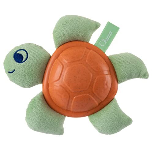 Chicco Peluche Baby Tartaruga ECO+, Trillino in Tessuto, Plastica e Poliestere Riciclato, Stimolazione Tattile, Gioco Bambino, 3-24 Mesi