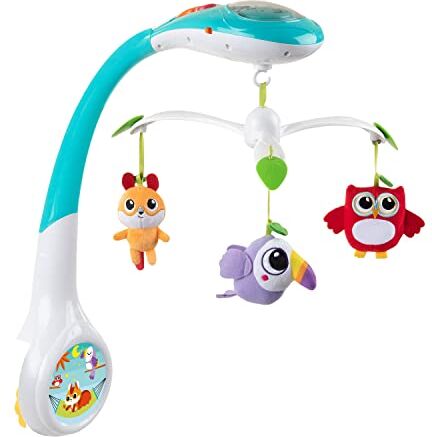 Chicco Giostrina Culla Neonato Foresta Magica con Proiettore, Carillon Elettronico Neonati con Musica Rilassante e Proiettore Luci per Culla e Lettino, con 3 Peluche Removibili, Giochi Neonato 0+ Mesi