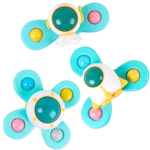 DigHealth Giocattoli Ventosa Spinner Bambini, 3 Pezzi Giocattolo Bagnetto Educazione Precoce, Giochi Sensoriali Regali per 1 2 3 4 Anni Bambino