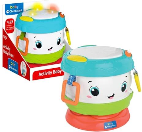 Clementoni Activity Baby Drum, Tamburo Elettronico, Gioco, Strumenti Musicali per Bambini 10 Mesi+, Multicolore,