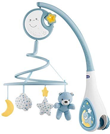 Chicco Next2Dreams Giostrina Neonato 3in1 con Carillon Elettronico per Culla e Lettino, Compatibile con Culla  Next2Me, con Effetti Sonori, Proiettore di Luce Soffusa, Musica 0+ Mesi, Blu