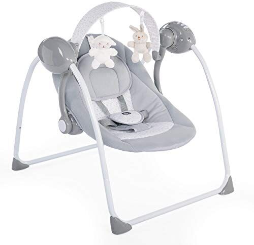 Chicco Relax & Play Swing per bambini, grigio freddo, completamente regolabile, automatico, musicale, imbottito