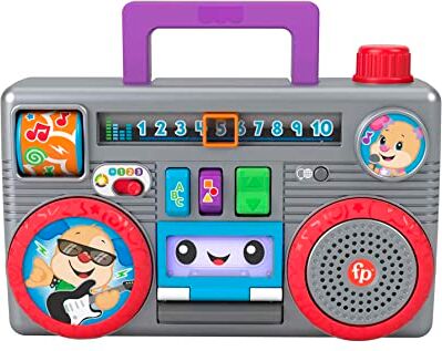 Fisher Price Ridi & Impara Stereo Baby DJ Edizione multilingue, gioco attività musicale con contenuti didattici per neonati e bambini piccoli, Giocattolo per Bambini 6+ Mesi,