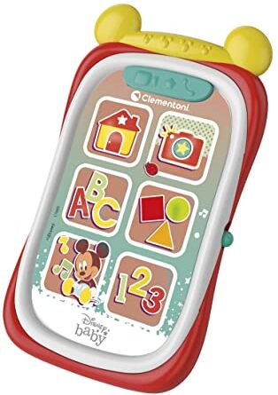 Clementoni Disney Baby Mickey Telefono Giocattolo Bambini 9 Mesi, Primo Smartphone, Gioco Elettronico Educativo (Versione in Italiano), Multicolore,