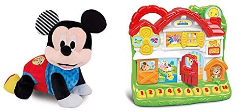 Clementoni Disney Baby Mickey Gattona Con Me, Multicolore, 17237 & Gioco Baby L’Allegra Fattoria Cucù, 12-36 Mesi, Multicolore, 17135