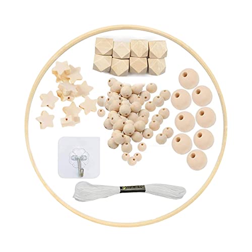 Seasboes Kit telaio mobile in legno fai-da-te, Pendenti Perline da Giardino Fatti A Mano, Perline Legno Naturale, Campana Di Vento Bambini, Giocattoli Per Culla Neonati, Culla Musicale