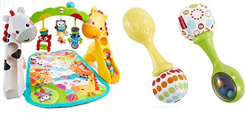 Fisher Price Newborn-to-Toddler Play Gym, Imballaggio Sostenibile & Maracas Baby Scoperte, 2 Coloratissime Maracas da Afferrare, Scuotere e Suonare, Giocattolo per Bambini 3+ Mesi, BLT33