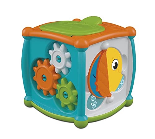 Clementoni Cubo attività Gioco Bambini 10 Mesi, Gioco cucù, sviluppa capacità manuali e logiche cubo multiattività Ecologico, in plastica Riciclata, Made in Italy