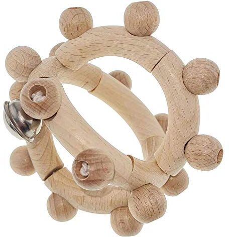 Hess Holzspielzeug 11097 Sonaglio in legno a forma di sfera con parti mobili, per bambini dai 6 mesi in su, fatto a mano, naturale puur, per emozioni e divertimento