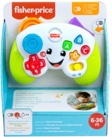 Fisher Price Divertimento di apprendimento Controller Versione multilingue giocattolo musicale per bambini con luci e canzoni di apprendimento per neonati e bambini da 6 a 36 mesi