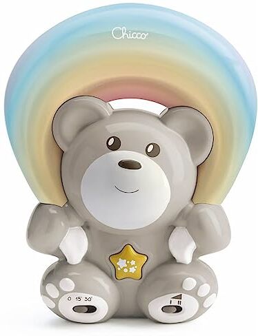 Chicco Rainbow Bear Proiettore Musicale, Luce Notturna Bambini e Neonati, Orsetto con Musica Rilassante e Proiezione Arcobaleno a Larghezza e Direzione Regolabile Giochi Neonati 0+ Mesi