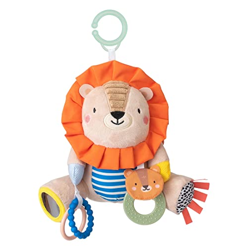 Taf Toys Harry The Lion Activity Toy. Cuddly Plush Sensory Stuffed Toy. Fits to Cots, Pram, Pushchair And Car Seat with Rattle And Baby-Safe Mirror, Multicolor,