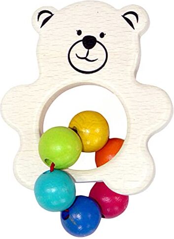 Hess Holzspielzeug Pupazzo in legno con piccola catena a sfera, serie Teddy, per bambini dai 6 mesi in su, fatto a mano, per emozioni e divertimento