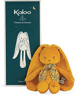 KALOO Lapinoo Doudou Coniglio Peluche in Velluto a Coste per Neonato 35 cm Colore Ocra Materiale Ultra Morbido Confezione Regalo dalla Nascita,