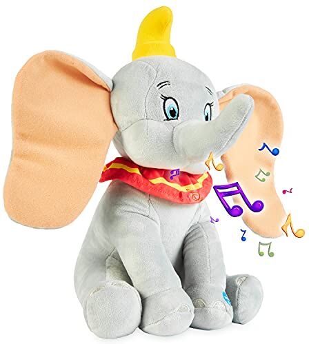 Disney Peluche Neonato Dumbo Stitch Pupazzo Parlante Giocattoli Bambino 1 Anno + (Grigio Dumbo)