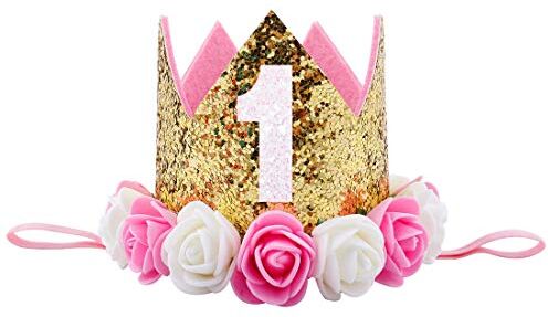 Iwinna Baby Rose Crown Birthday Party Headbands Girls Princess Flower Hairbands (W)