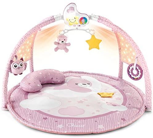 Chicco Palestrina dei Colori Rosa 3in1, Palestrina Neonato Multifunzione Elettronica con Tappeto Neonato, Proiettore Stelle, Luce Notturna Removibile e Melodie Rilassanti, Giochi Neonato 0+ Mesi