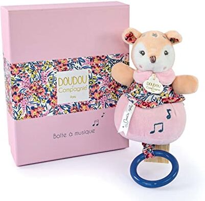 Doudou et Compagnie Boh'aime Carillon faon Rosa 20 cm Regalo nascita Bella confezione regalo