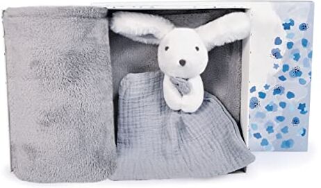 Doudou et Compagnie Plaid Baby Doudou Coniglio Happy Glossy Grigio 100 x 70 cm HAPPY DOUDOU