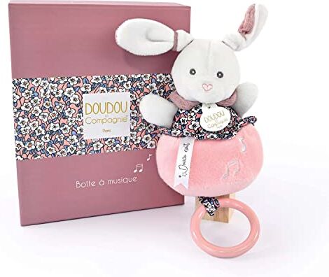 Doudou et Compagnie Boh'aime Carillon coniglio rosa 20 cm Regalo nascita Bella confezione regalo