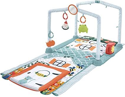 Fisher Price Home Sweet Home Cresci con Me 3-in-1, Tappetino Sia per Il Gioco a Pancia in su Che distesi sul pancino, con Tunnel per Gattonare e Giochi, Giocattolo per Bambini 0+ Mesi,