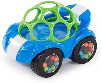 Bright Starts Oball Easy Grasp Rattle & Roll Giocattolo sportivo per auto BPA-Free per bambini che gattonano, 1 confezione, a partire dai 3 mesi, blu/verde