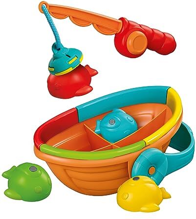 Clementoni Gioca e Impara-Barchetta 12 Mesi, Gioco Pesca Bambini, sviluppa coordinazione e capacità manuali e logiche-Ecologico, in plastica Riciclata, Made in Italy, Multicolore, Medio,